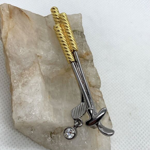 Vintage Lot of 5 Gold Tone Brooch Pin LC Golf Clubs JJ Face Rhinestone 2000‎ Y - Picture 5 of 16